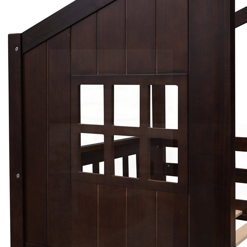 Lit superposé simple au-dessus de simple avec échelle, fabrication en bois robuste pour un sommeil sécuritaire et confortable