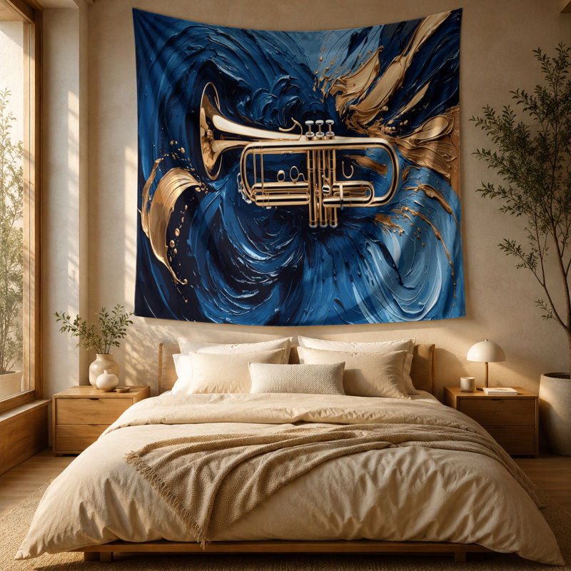Tapisserie murale «Music Trumpet», 88 po x 104 po