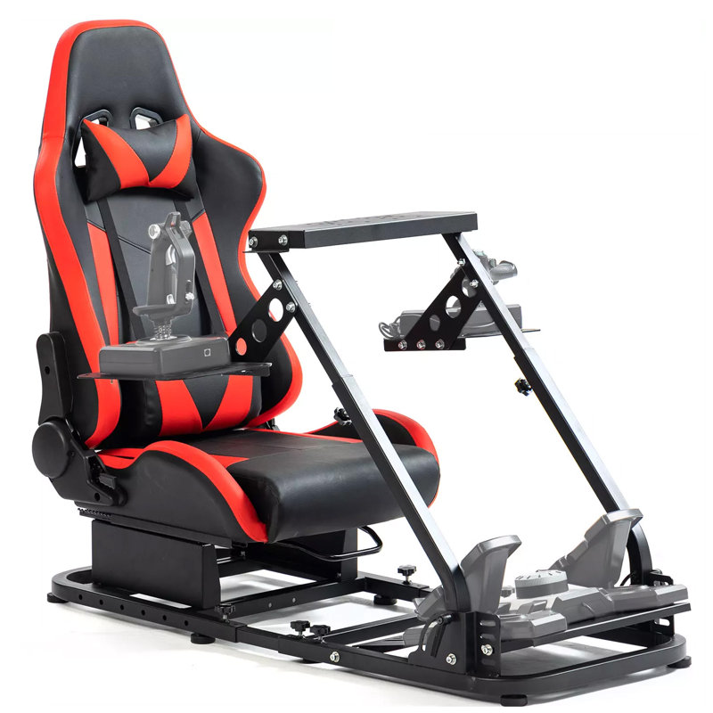 Flight Simulation Cockpit with Red Racing Seat Fit for Logitech X52 X52pro X56 G29