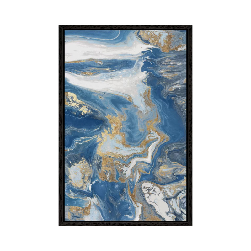 Fluid Memories III by Eva Watts - Painting on Canvas, 152.4cm H x 101.6cm W x 3.81cm D, Black Framed
