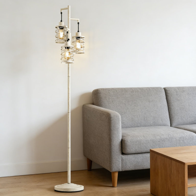 Lampe sur pied industrielle de 70 pouces avec gradation continue, lampe sur pied à 3 ampoules de style campagnard pour salon, chambre à coucher et bureau