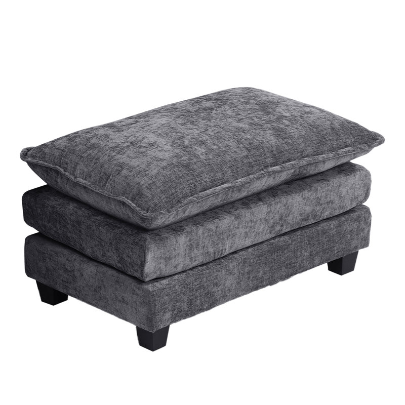Chenille Upholstered Ottoman,Footstool Module for Sectional Sofa, Gray