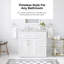 Meuble-lavabo autoportant blanc simple 36 po avec plateau en marbre d'ingénierie Athea, quincaillerie en nickel brossé Athea-300792183