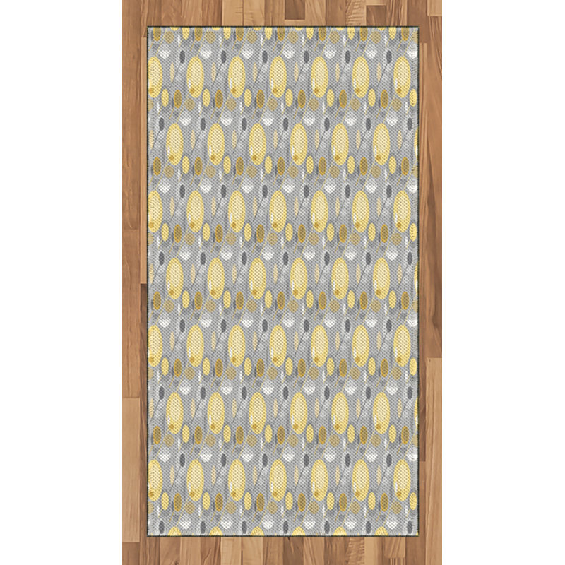 Yellow Flower High Density Long Fiber Poly Threads Decorative Area Rug Carpet, Rectangle 2'7" x 5'