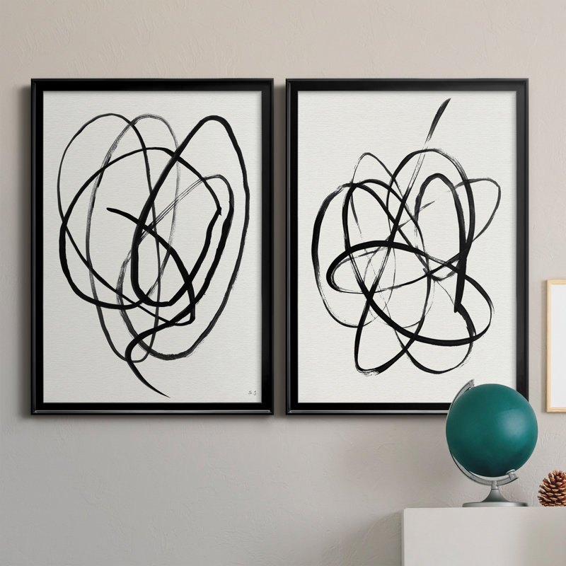 «Skate Away I», ensemble de 2 peintures sur toile encadrées, Noir, H 30,5 po x l 42,5 po x P 3 po