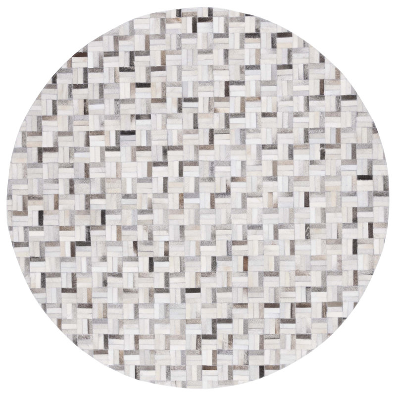 Tapis à chevrons en cuir Studio, Rond 6 pi