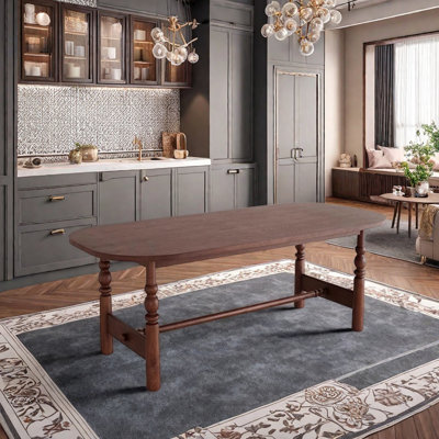 Retro Creative Durable Ash Wood Oval Table