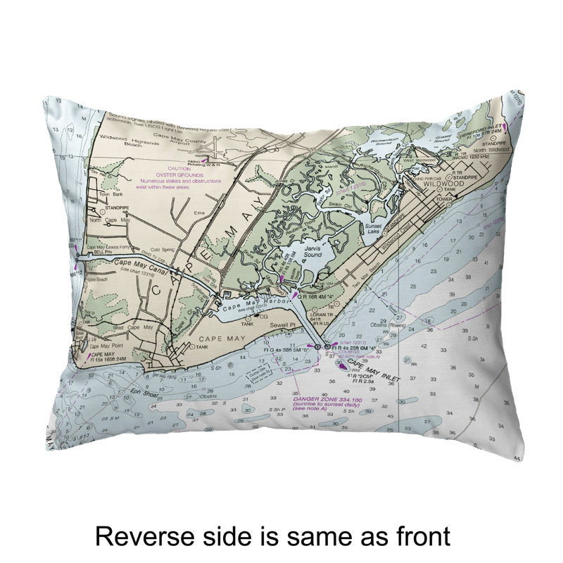  Coussin lombaire intérieur / extérieur Cape May, Nj Nautical Map