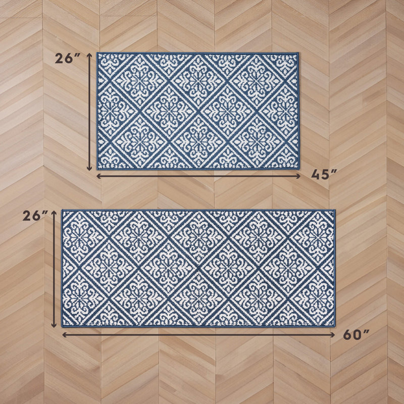 Austell Machine Woven Synthetic Geometric Area Rug, Blue