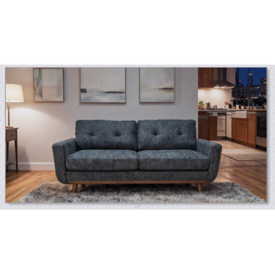 67.7 Inch Wide Mid-Century Modern Upholstered Tufted Loveseat Sofa With Wooden Legs, For Contemporary Living Spaces