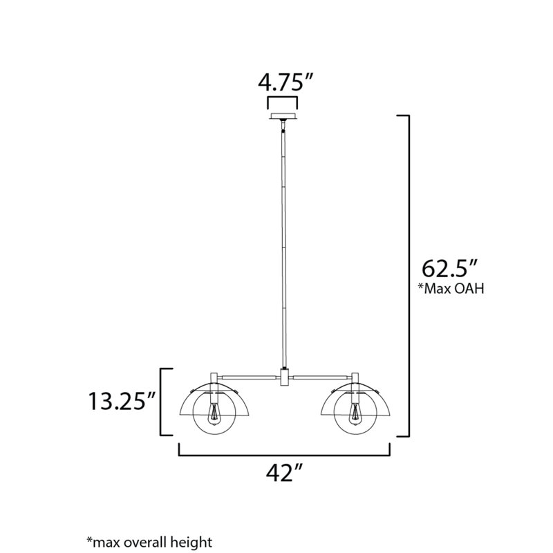 Domain 2 - Light Pendant, Black Chrome, Clear