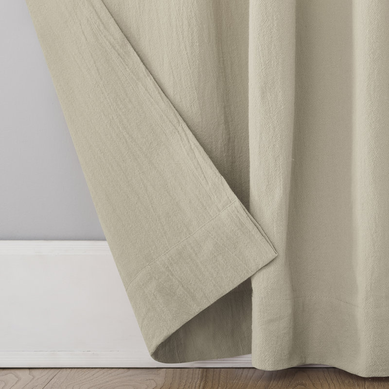 Panneau de rideau semi-transparent avec pattes en coton délavé Archaeo Sarro, Avoine, l 52" x L 84"
