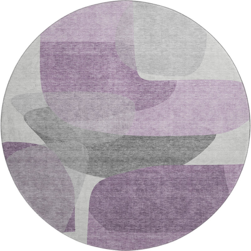 Tapis de qualité supérieure lavable à la machine Mayfield AMF2121, Mauve, Rond 8 pi