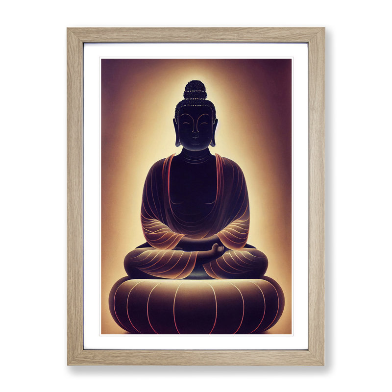 Impressive Buddha - Single Picture Frame Print, Beige, 64cm H x 46cm W