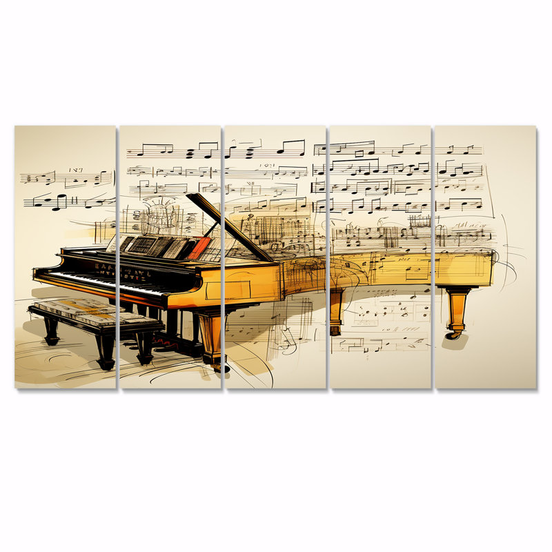 Acushnet - Piano, art mural 5 pièces, H 28 po x l 60 po