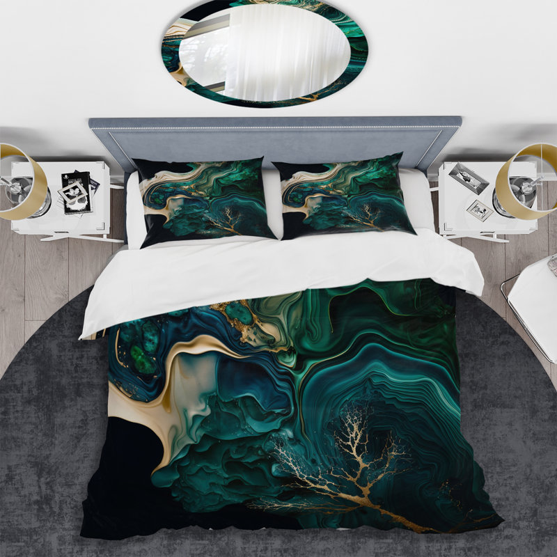 Abstract Geode Marble I - Ensemble de housse de couette moderne - Microfibre de polyester