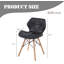 Chaise de salle à manger rembourrée moderne avec dossier, rembourrage en éponge à haute résilience et surface en cuir Pu avec pieds en bois massif pour plusieurs espaces, ensemble de 2 (noir)