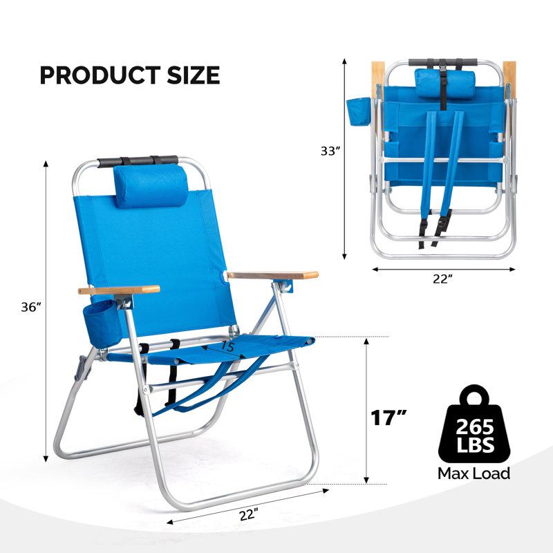 Blue Aluminum Beach Chair, Blue