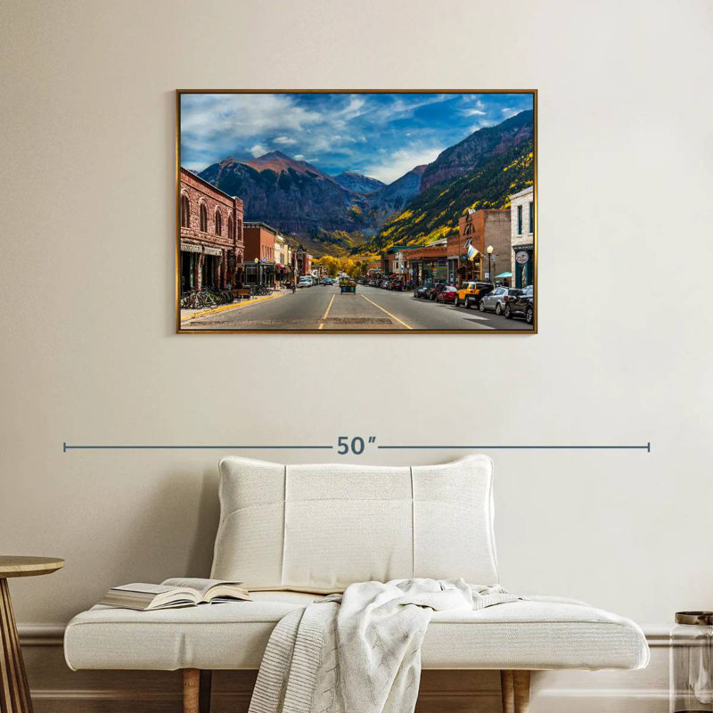 Petite ville de Telluride, Cadre flottant doré, 37 po x 25 po