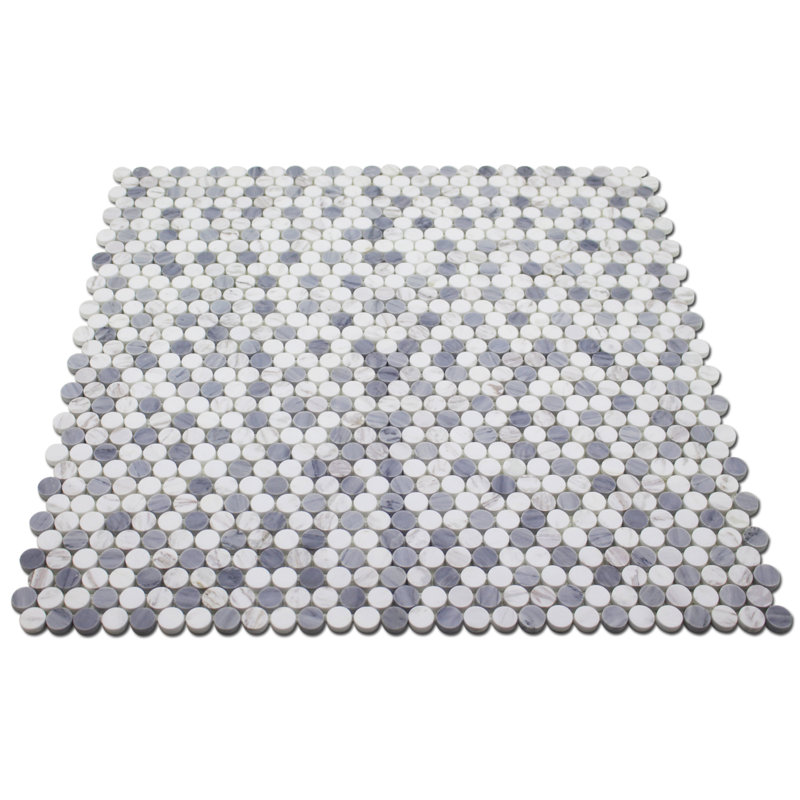 Penny 0.75" x 0.75" Marble Penny Round Mosaic Wall & Floor Tile, Bardiglio