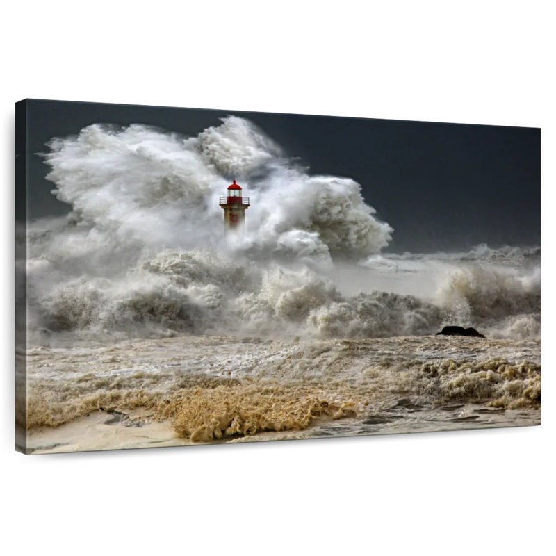 Aletra Waves Over Felgueiras Lighthouse, 20" H x 30" W
