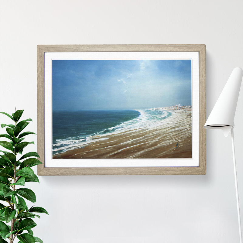 Beach Beauty 1 Piece Single Picture Frame Painting, 46cm H x 64cm W x 2cm D, Oak
