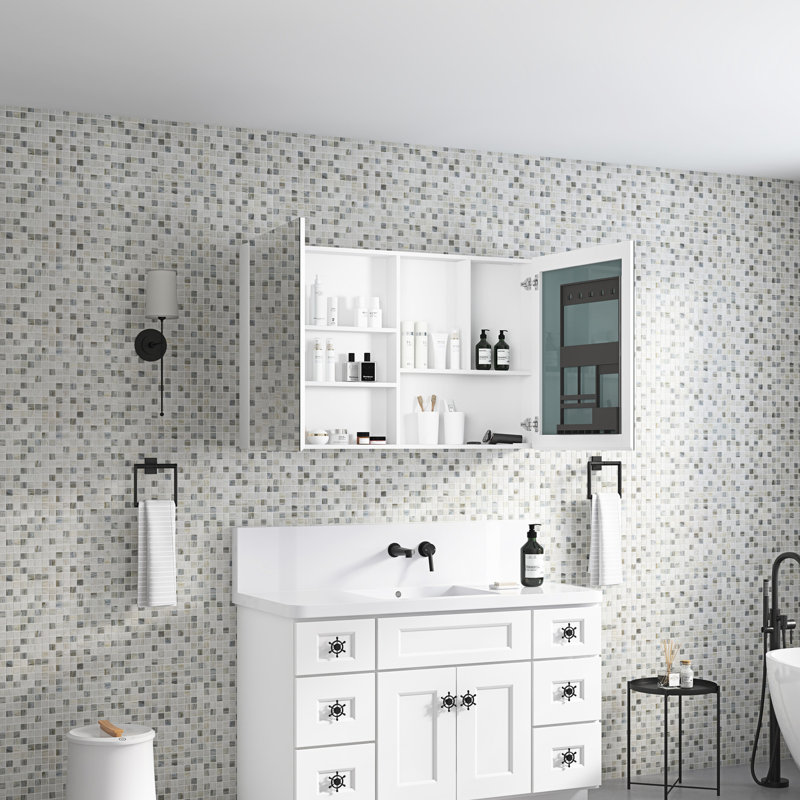 Armoire à pharmacie 48 po x 30 po avec miroir Hd, H 47,81 po x l 30,08 po x P 4,93 po
