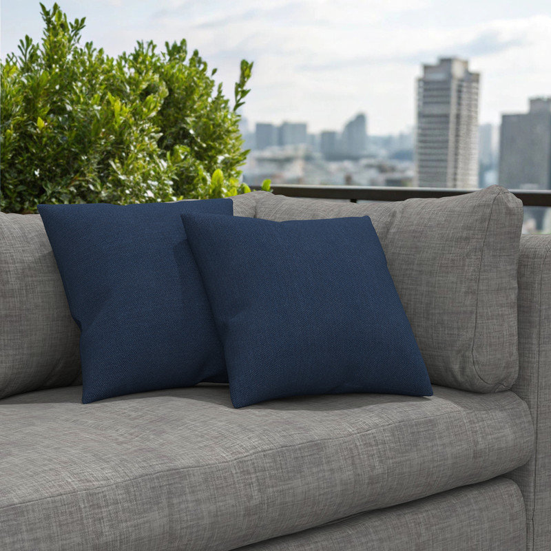 Coussins décoratifs Sunbrella® pour l'intérieur et l'extérieur, coussins carrés avec housses (ensemble de 2), Bleu