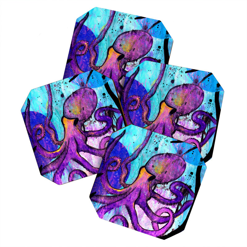 Ensemble de sous-verres de octopus mauve