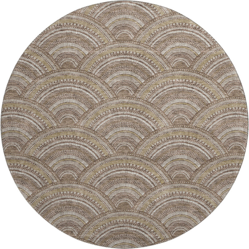 Premium Machine Washable Prisco Brown Rug, Round 8'