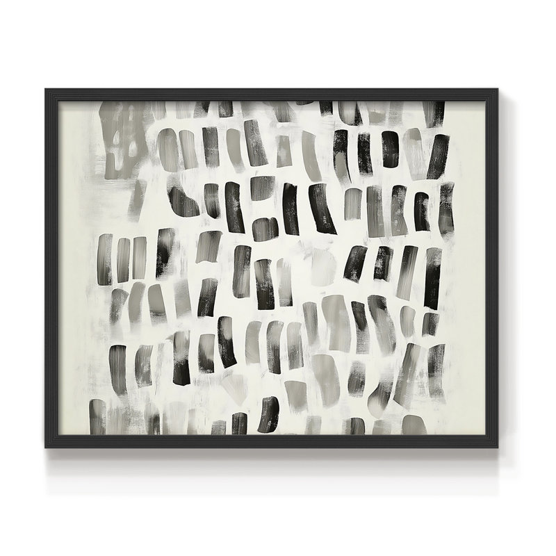 Série abstraite - LII - Reproduction encadrée - Restickable, H 11 po x l 14 po, Noir, noir, noir, noir