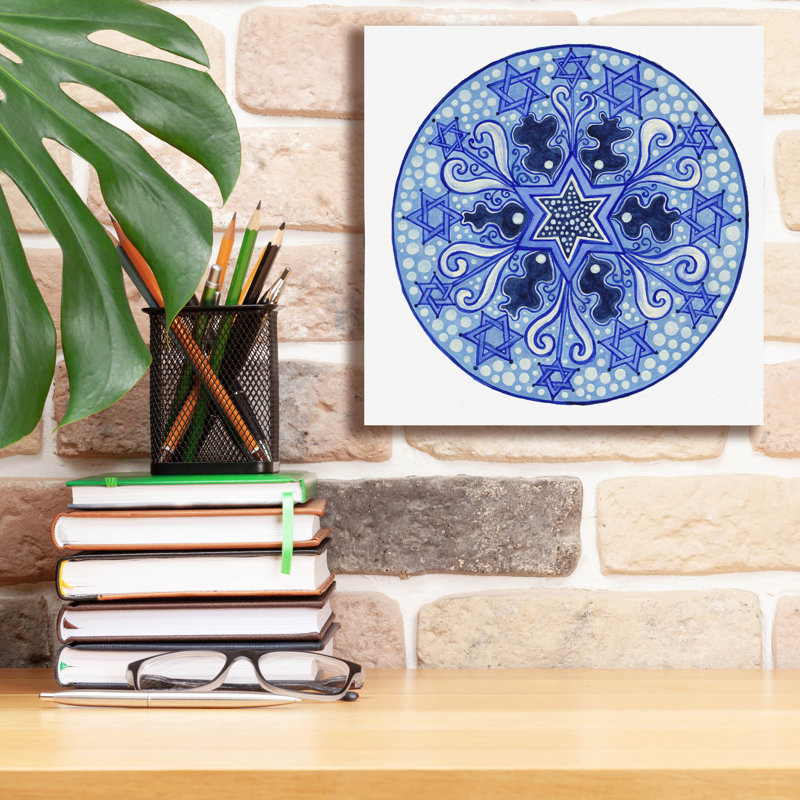 Bungalow Bungalow «Star Circle Blues» par Andrea Strongwater, art mural sur toile, H 12 po x l 12 po x P 0,75 po