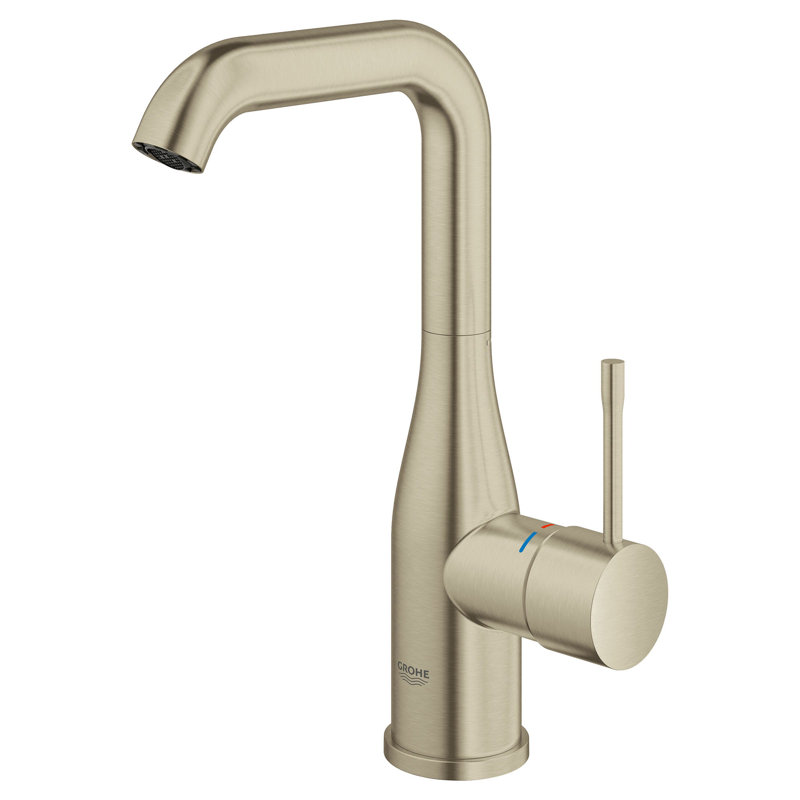 Robinet pour salle de bain monotrou avec poignée simple GROHE Essence, Nickel brossé