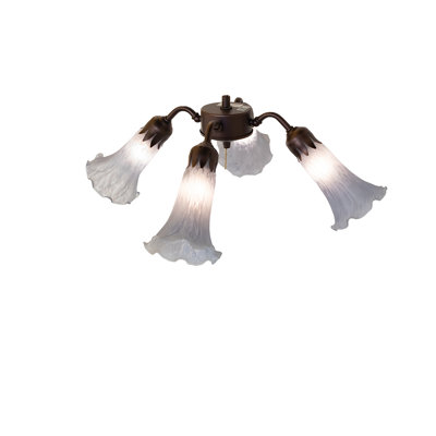 19" Wide Gray Tiffany Pond Lily 4 Light Fan Light
