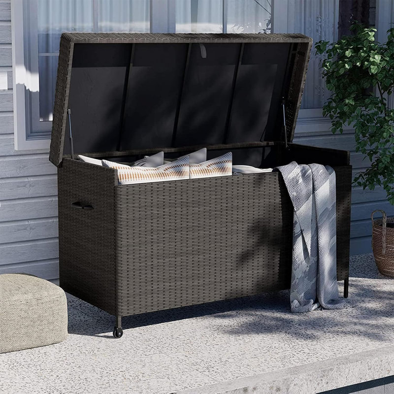 Olilawn 170 Gallon Deck Storage Box Outdoor Storage Box Patio Storage Deck Box Indoor Wicker Storage Bin Patio Storage Box For Patio Furniture Cushions Garden Tools Pool Accessorie