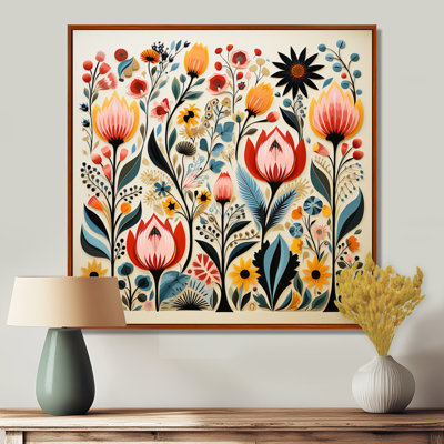 Retro Vibrant Spring Flowers I - Wildflowers Wall Art Print