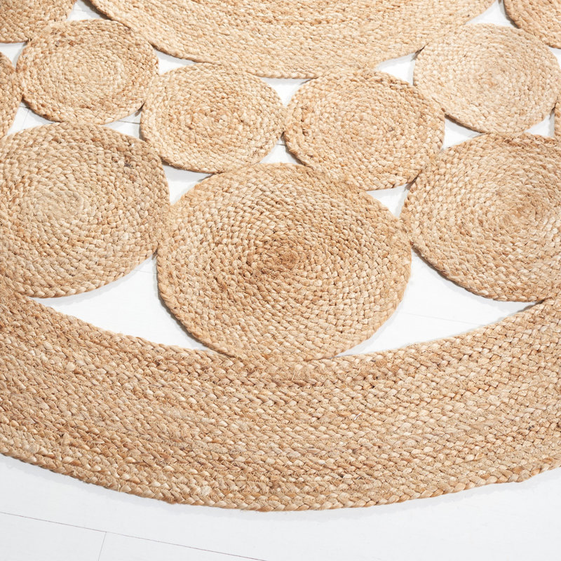 Cantin Natural Fiber Flat Weave Jute Solid Color Rug, Round 3'