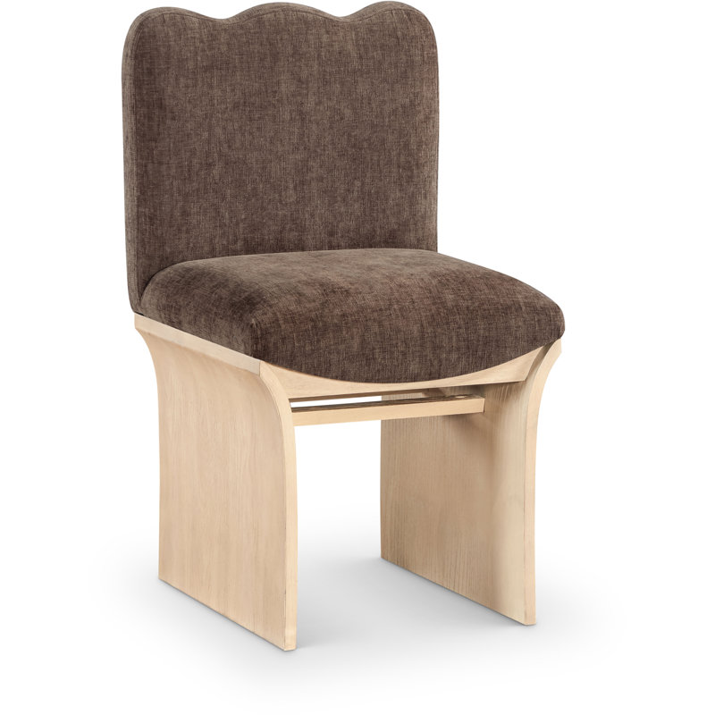 Shaw Cassady Chenille Fabric Upholstered Dining Chair, Brown Chenille Fabric, Natural