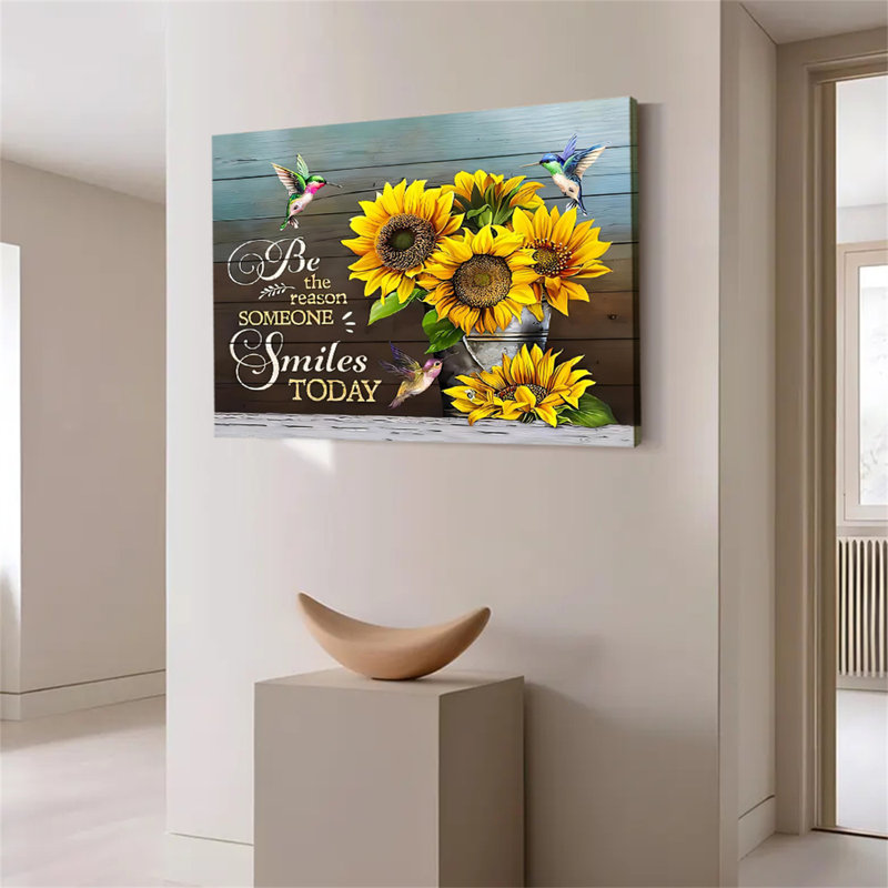 Abstract Hummingbird Sunflower Wall Art Canvas, 12*18inch