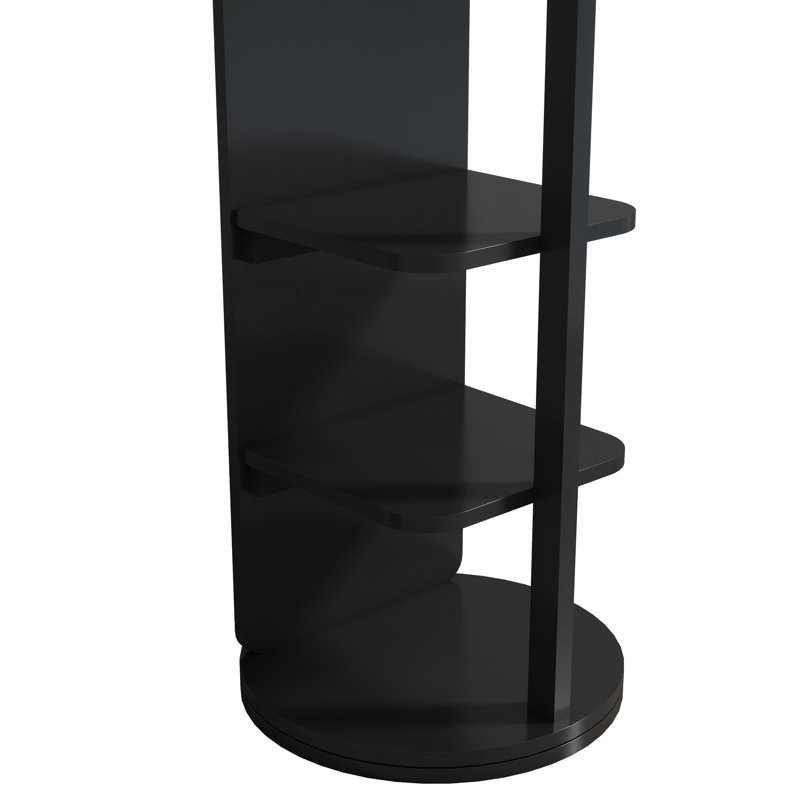 Miroir noir de 68,8 po x 19,6 po avec structure en bois massif et en caoutchouc et surface en verre pour la chambre à coucher