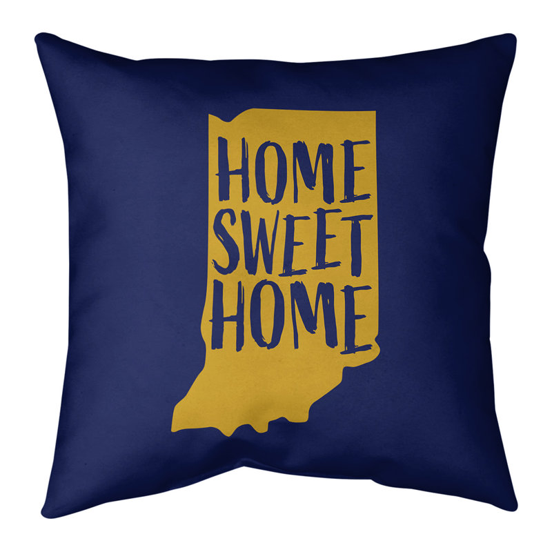 Housse de coussin en lin home, 26 po x 26 po, Indiana, Bleu marine / orange / bleu marine