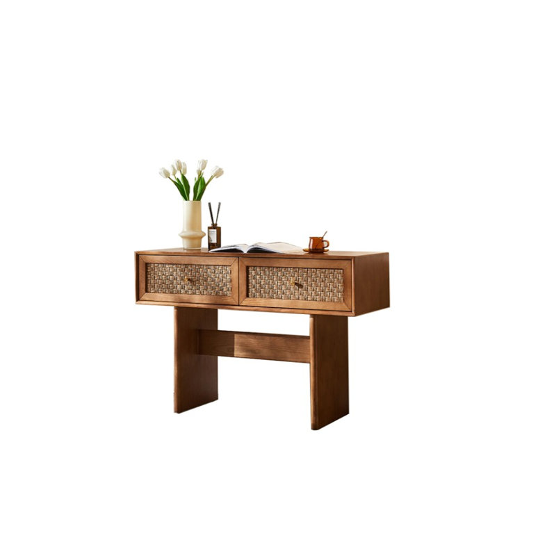 Commode d'appoint en rotin, Noyer