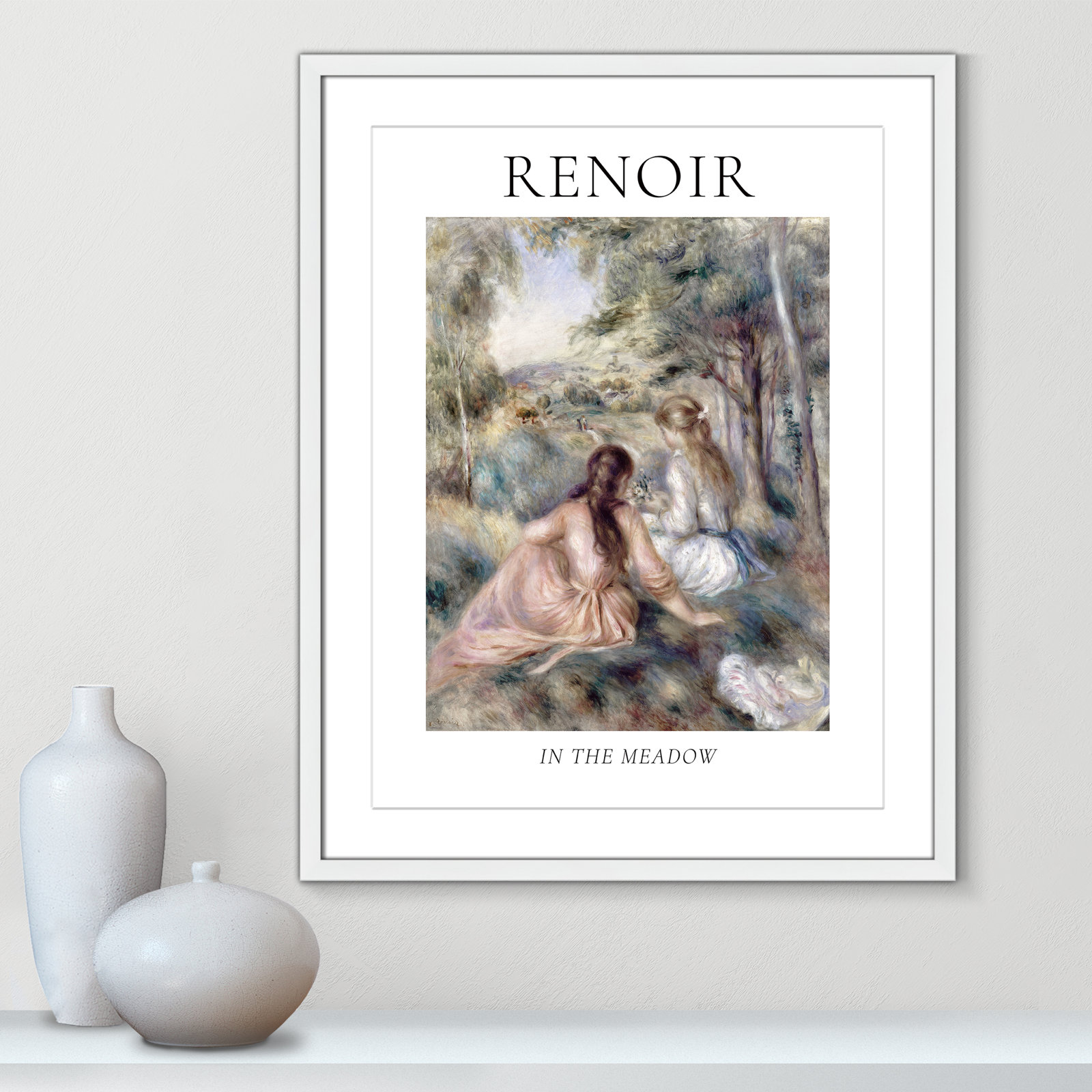 Old Masters Collection "In the Meadow" Print, White Single Picture Frame, Yes, 29.5" H x 23.5" W x 1.25" D