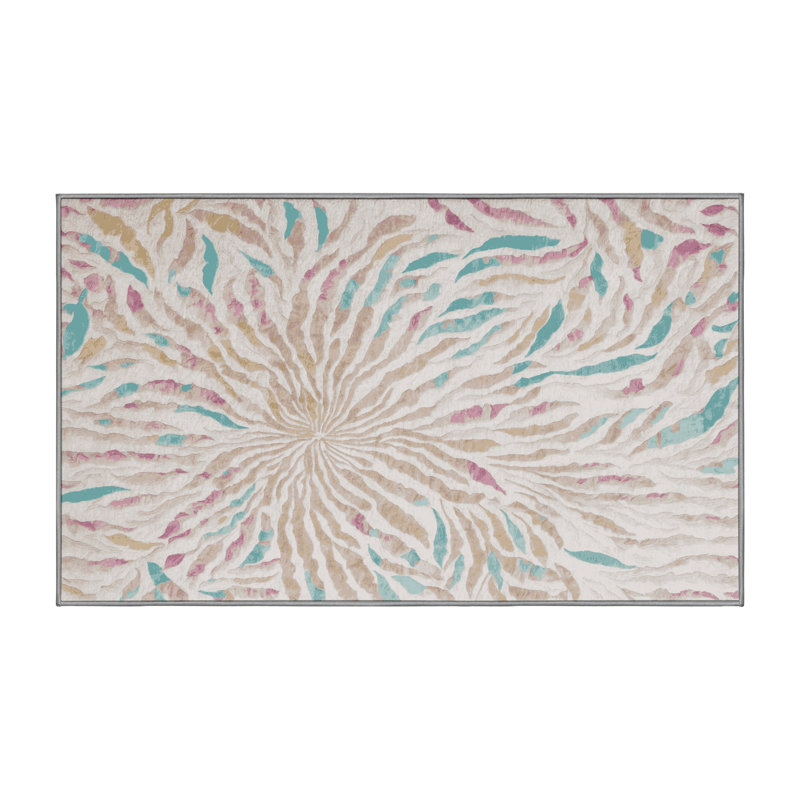Machine Washable Gray Area Rug, Rectangle 7' x 9'