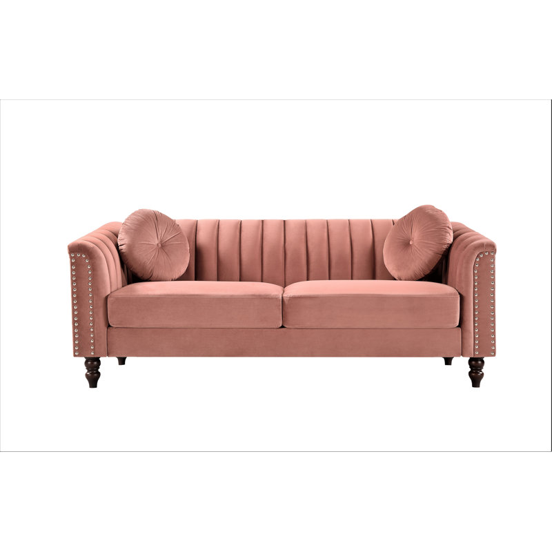 Drevin 75.2'' Velvet Sofa, Rose