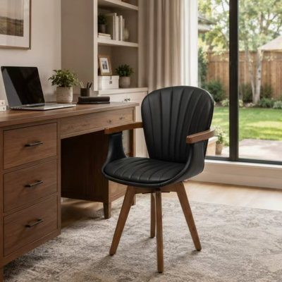 Chaise de salle à manger pivotante en faux cuir Donato