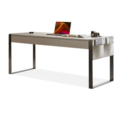 Rectangular Manufactured Wood+Steel+Leather with 3 drawers desk