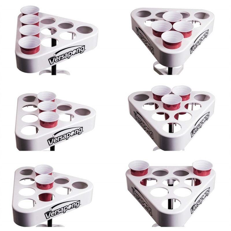 Versapong Portable White and Black Beer Pong Table with Backpack Carry Case
