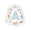 Lettre illustrée A bleue - impression-52819900-52819901-52819915