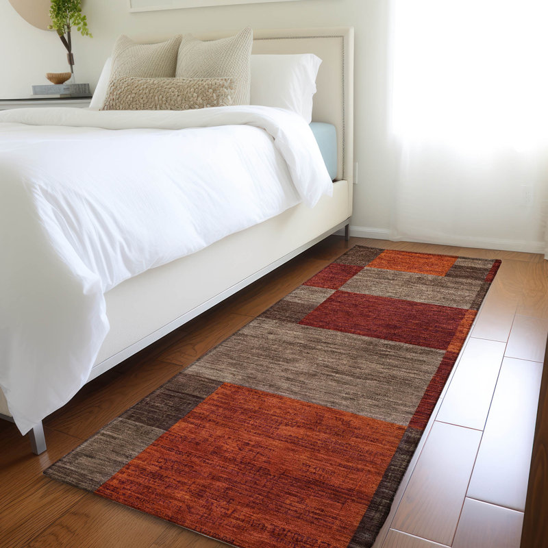 Tapis chocolat intérieur / extérieur lavable à la machine Xhevrie, Tapis de couloir 2 pi 3 po x 7 pi 6 po